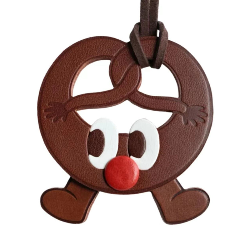 Fingerstudio Classic Croissant Toast Bread Pendant Cowhide Leather