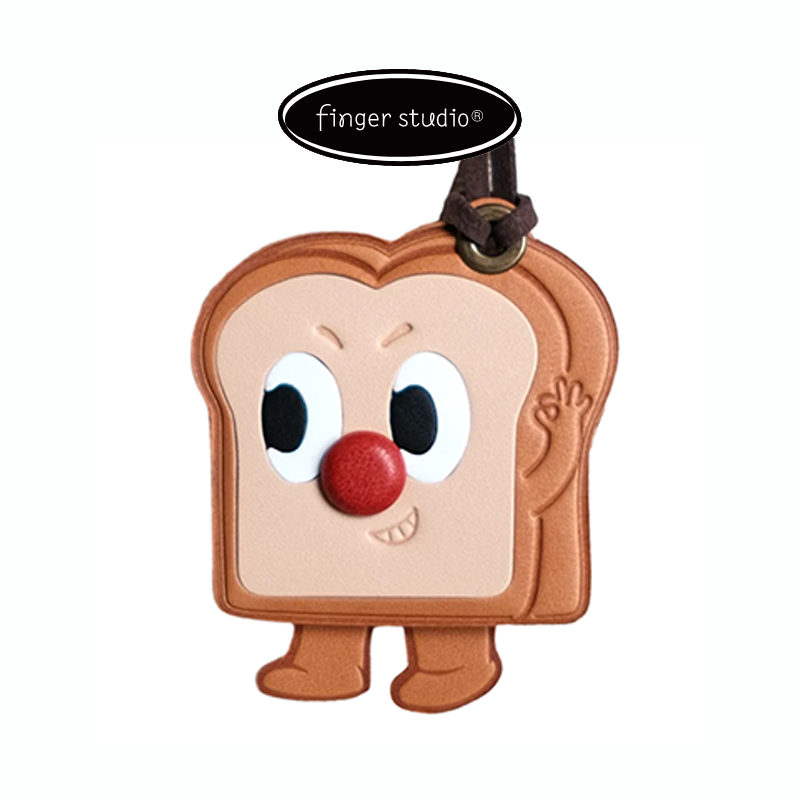 Fingerstudio Classic Croissant Toast Bread Pendant Cowhide Leather