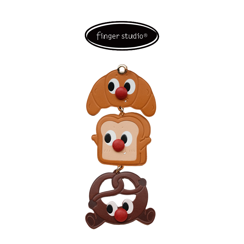 Fingerstudio Clown Bread Pendant Croissant Toast Doll Leather Bag Pendant