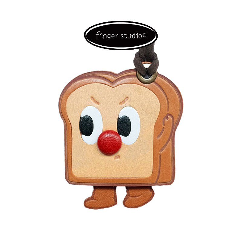 Fingerstudio Classic Croissant Toast Bread Pendant Cowhide Leather