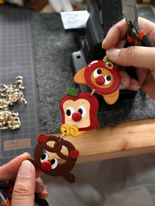 Fingerstudio Apple Bread Pendant Croissant Toast Leather Pendant