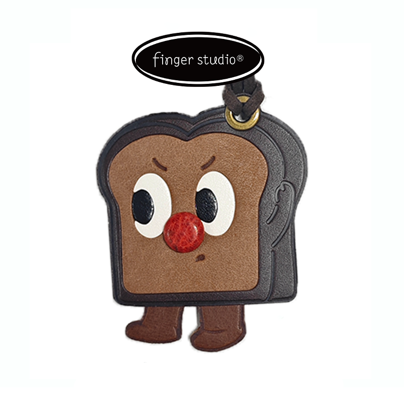 Fingerstudio Classic Croissant Toast Bread Pendant Cowhide Leather