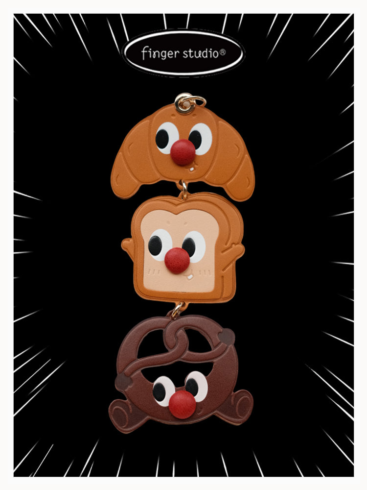 Fingerstudio Clown Bread Pendant Croissant Toast Doll Leather Bag Pendant