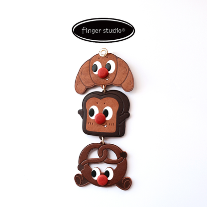 Fingerstudio Clown Bread Pendant Croissant Toast Doll Leather Bag Pendant